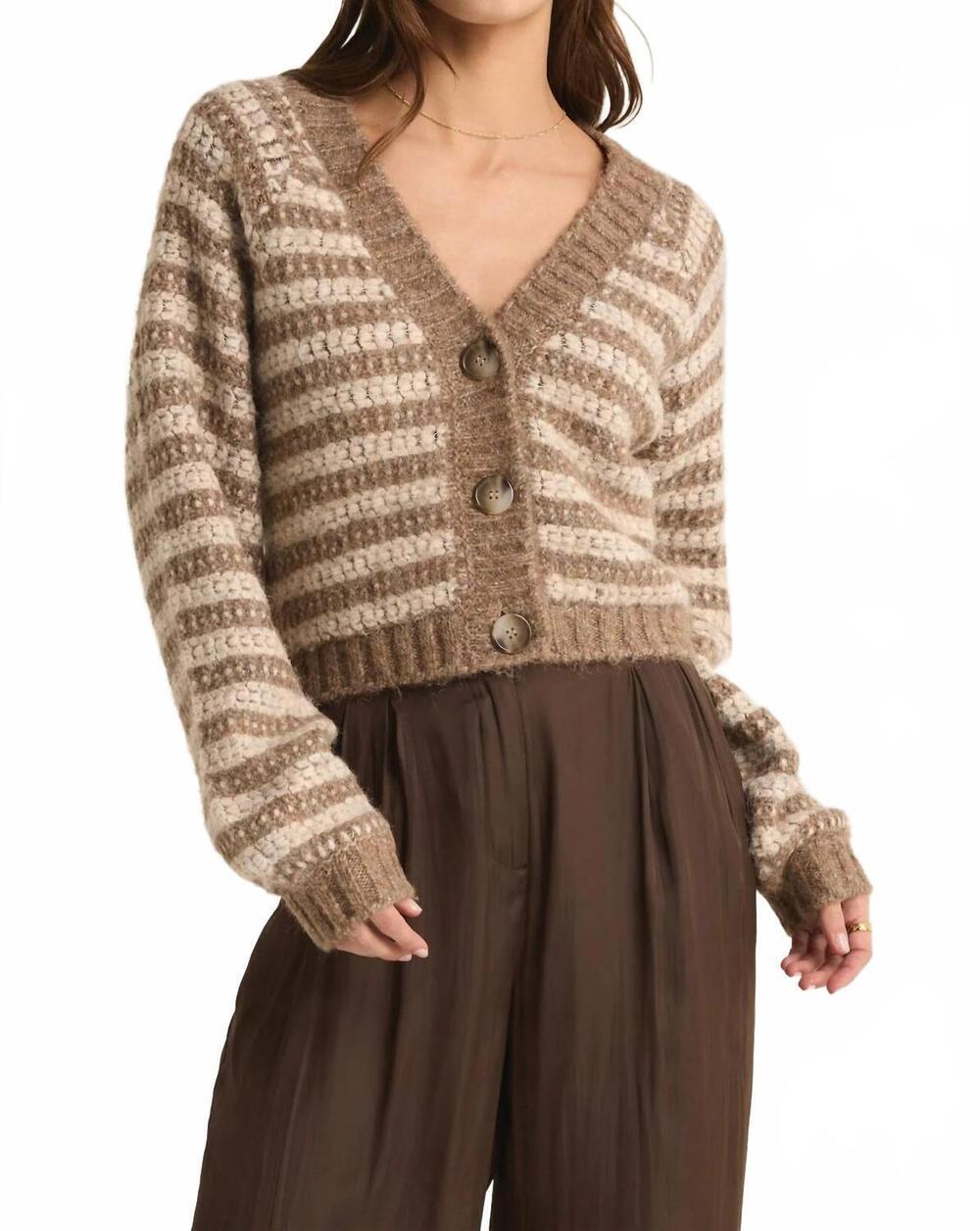 NEW Z SUPPLY women's este metallic stripe cardigan in beige